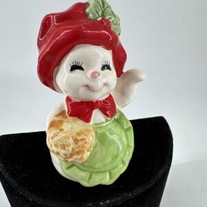 Christmas Cat Salt Shaker Figurine Japan 4" MCM Vintage